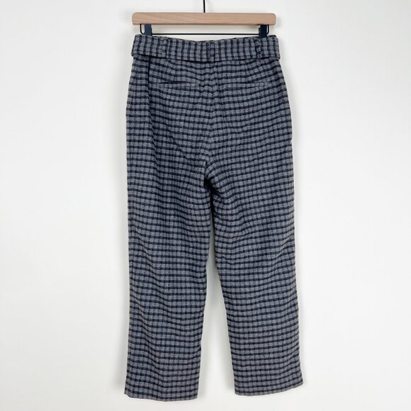 Aritzia Wilfred Tie Front Belt Plaid Pants Cropped High Rise Waisted Trousers - Picture 10 of 15